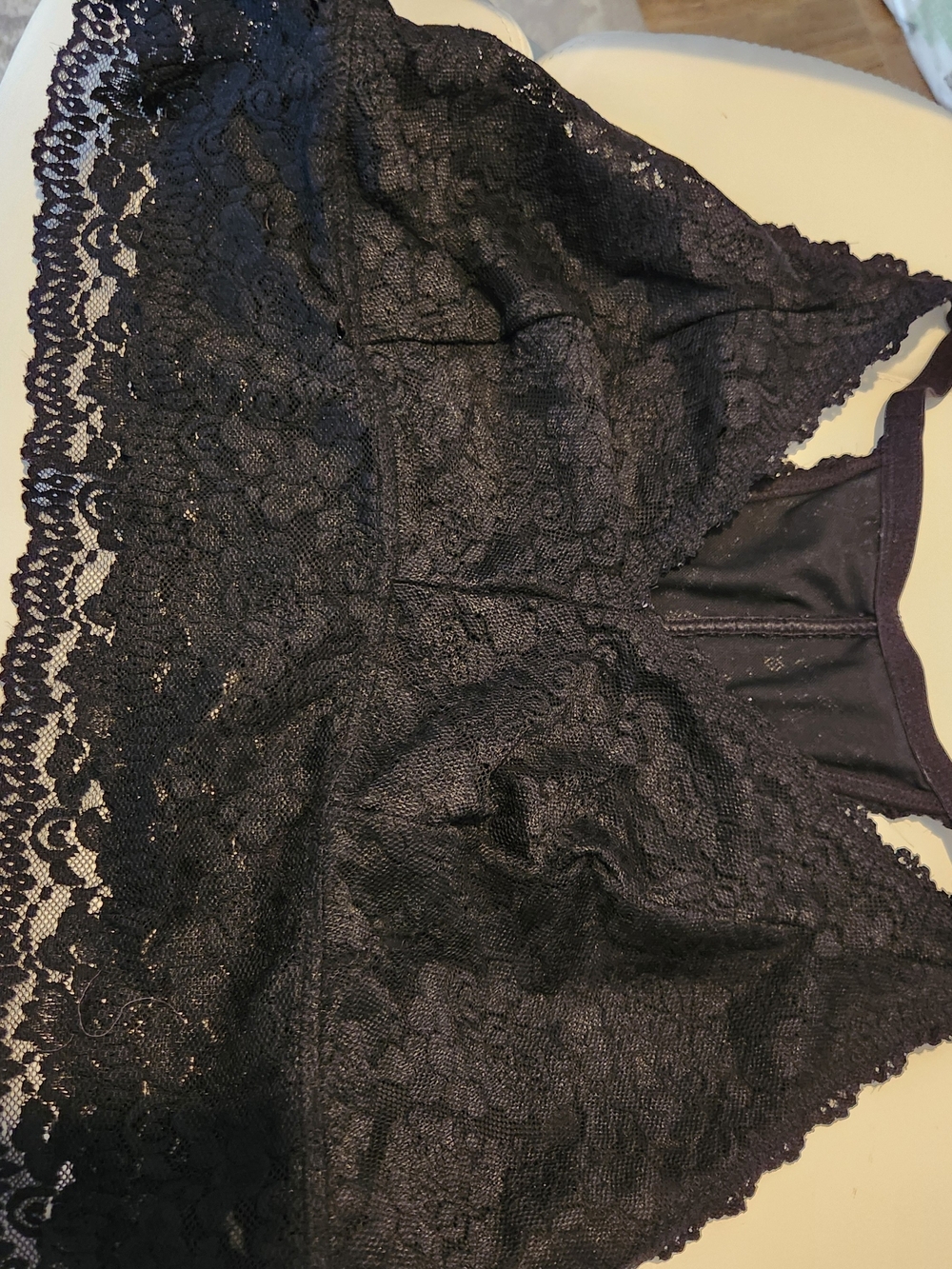 Source Unknown Black Lace Bralette - Delicate Floral Design